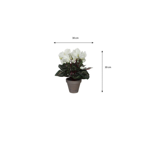 Mica Decorations Cyclaam Kunstplant in Bloempot Stan - H30 x Ø30 cm - Wit