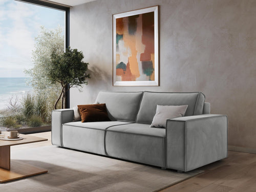 LaMiaSofa hoekbank links Livorno - velours - parel - 257x148x82