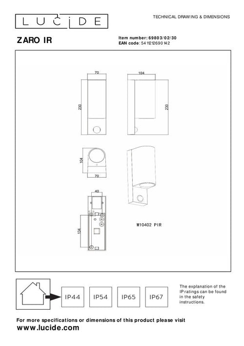 Lucide wandspot ZARO IR - 2xGU10 - Zwart - vtwonen shop