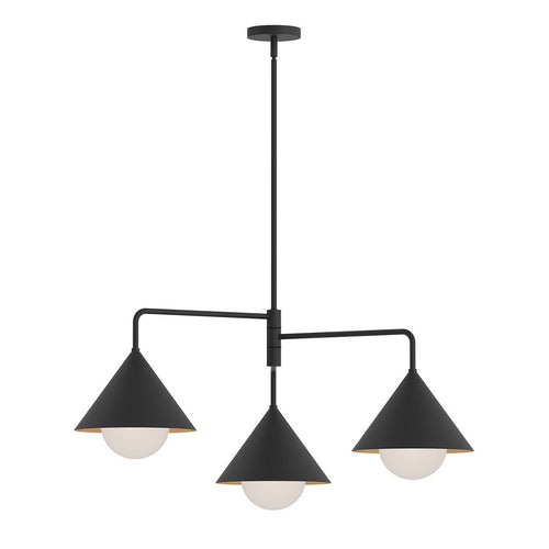 Mehrarmige Pendelleuchte, modernes Mattschwarz, 3 x E27