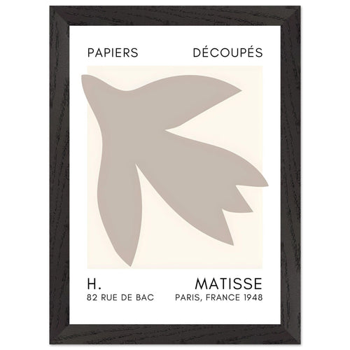 Artfulprints Poster met Lijst Matisse – Shapes in the air grey   - A4 21x29.7 cm - Grijs
