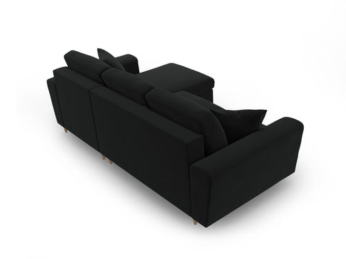 Cosmopolitan Design Omkeerbare converteerbare hoekbank met opbergdoos Kyoto 4-zits, flueel zwart - 145x241x88cm