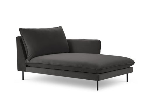 Cosmopolitan Design rechter chaise longue Vienna flueel, donkergrijs - 170x110x95cm
