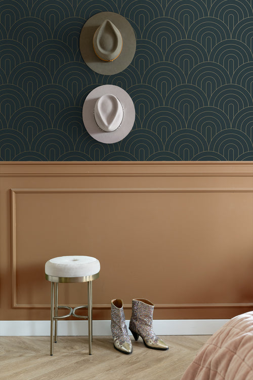 ESTAhome behang art deco motief donkerblauw - 53 cm x 10.05 m - 139743 - vtwonen shop