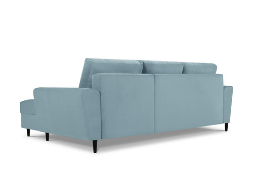 Cosmopolitan Design Converteerbare hoekbank rechts met opbergdoos Kyoto 4-zits, ribfluwelen, lichtblauw - 145x241x88cm