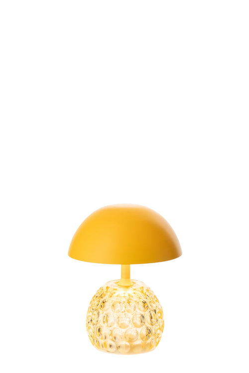 J-Line lamp Champignon - ijzer/glas - geel - LED lichtjes
