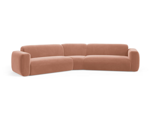 Cosmopolitan Design Symmetrische modulaire hoekbank Strino 3-zits, flueel roze - 210x344x78cm