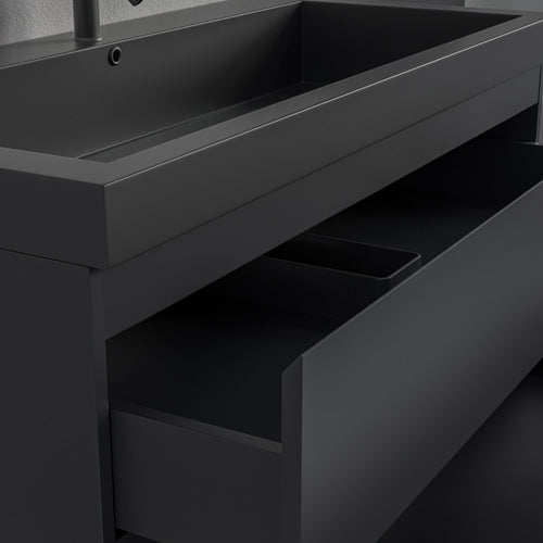 LOMAZOO badkamermeubel Monaco - zwevend - zwart - mat zwart - 100 cm