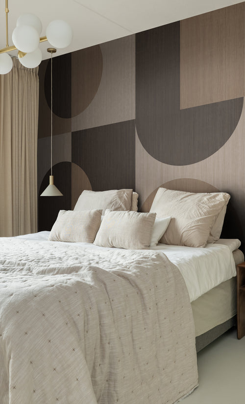 Origin Wallcoverings fotobehang cirkels in Bauhaus stijl donker beige en bruin - 250 x 279 cm - 357325 - vtwonen shop