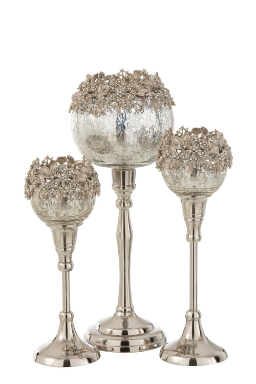 J-Line kandelaar Juweel - metaal/glas - zilver - large - vtwonen shop