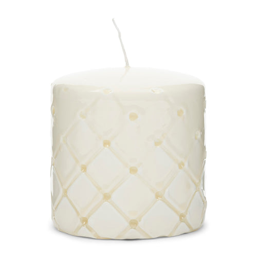 Rivièra Maison Pillar Candle Padded white 9,5x10 - Paraffine - Wit - vtwonen shop