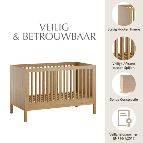 Petite Amélie Meegroeibed Japandi – 70x140 cm – Naturel - In hoogte verstelbaar – Handgemaakt in Europa - vtwonen shop