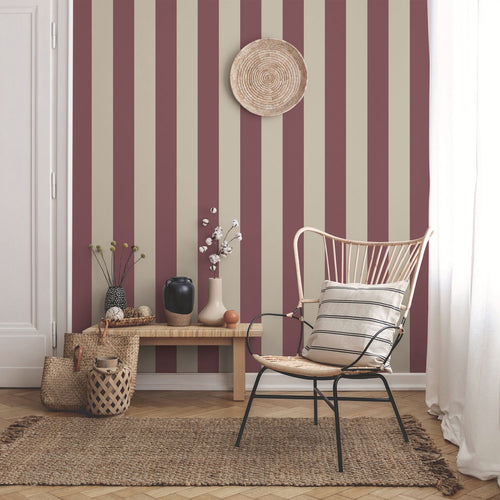 Sanders & Sanders behang strepen donker rood en beige - 53 cm x 10.05 m - 640691