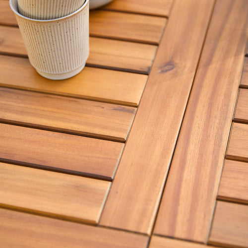Tikamoon Ovale tuinset in massief acaciahout met 4 stoelen - Bruin