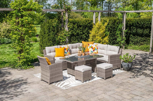 Blue Bird wicker lounge-dining set - rechts - grijs/ sand