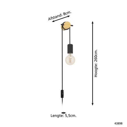 EGLO wandlamp Buddon - e27 - 5,5 cm - bruin/zwart