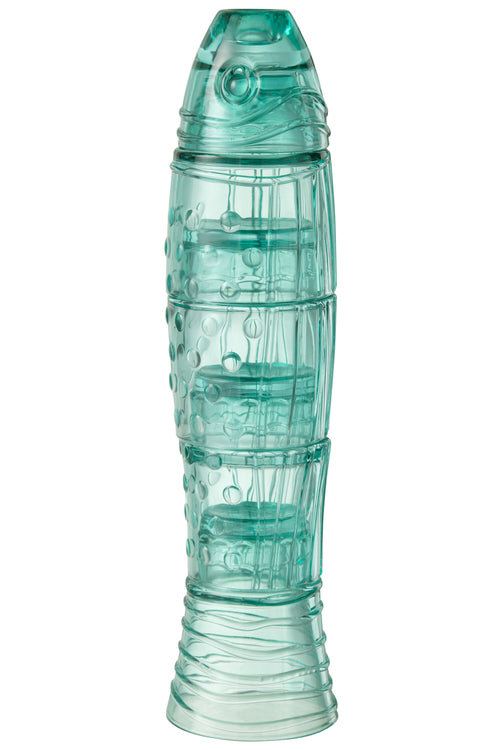 J-Line beker Vis - glas  - transparant/azuur - 5 stuks - vtwonen shop