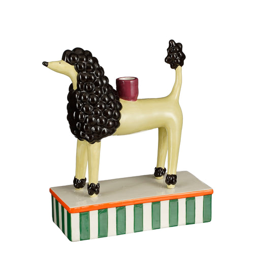 Mica Decorations Kandelaar Hond - L24 x B11 x H29 cm - Keramiek - Lichtgeel