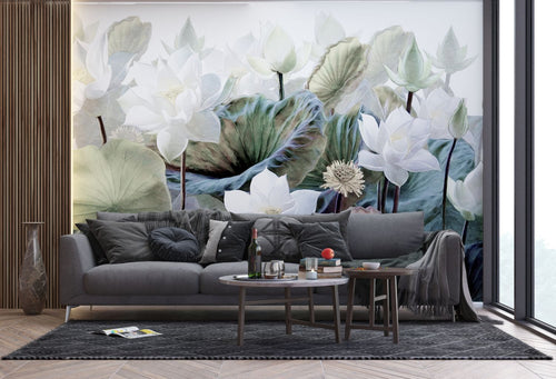 Sanders & Sanders fotobehang tropische bladeren en bloemen groen en wit - 375 x 270 cm - 600977 - vtwonen shop