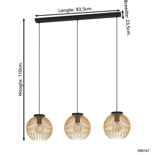 EGLO hanglamp Venezuela - e27 - 93,5 cm - goud/zwart - vtwonen shop