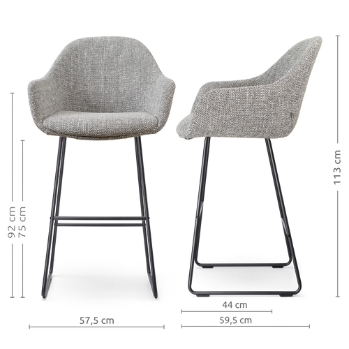 Nolon Nino-Mae barkruk grijs blend - zwart onderstel - 75 cm
