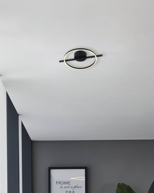 EGLO plafondlamp Amandolo - led - 40 cm - zwart/wit - instelbaar rgb - vtwonen shop