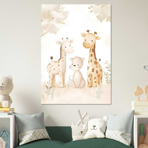 Artfulprints  Giraffen familie pastel   poster A4 21x29.7 cm - vtwonen shop