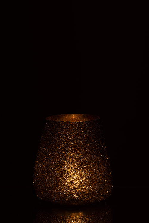 J-Line windlicht Glitter - glas - donkergroen - small