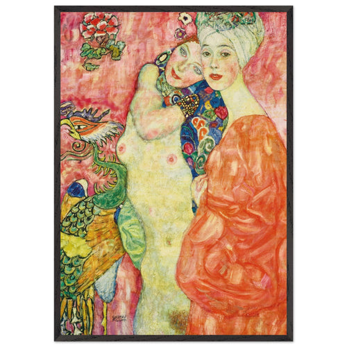Artfulprints Poster met Lijst Gustav Klimt - The women friends   - 70x100 cm - Roze