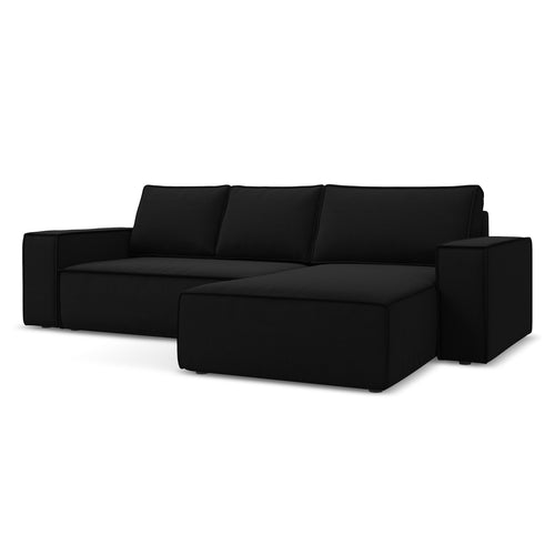 LaMiaSofa hoekbank rechts Livorno - velours - zwart - 290x185x82
