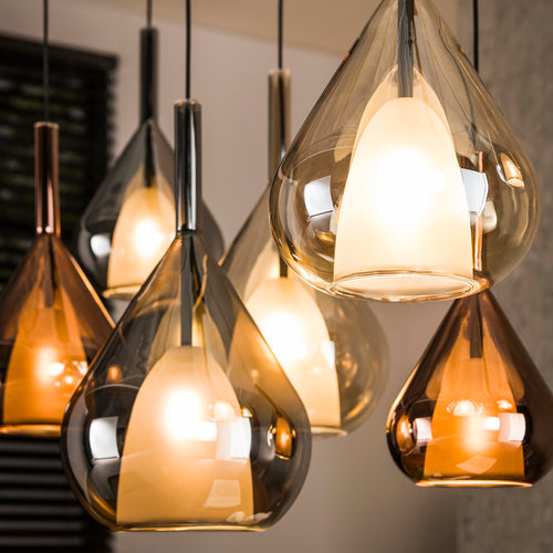 Giga Meubel Hanglamp Wings Mix - Amber Glas - 7-Lichts - 120x40x150cm - vtwonen shop