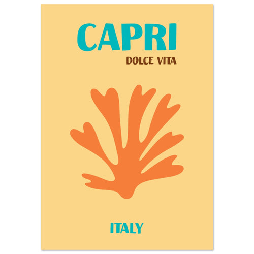 Artfulprints Poster met Lijst Italië - Capri   - 70x100 cm - Oranje