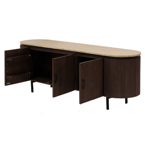 Giga Meubel Tv-Meubel Amber - Mangohout/Metaal/Travertin - Bruin - 160cm - vtwonen shop