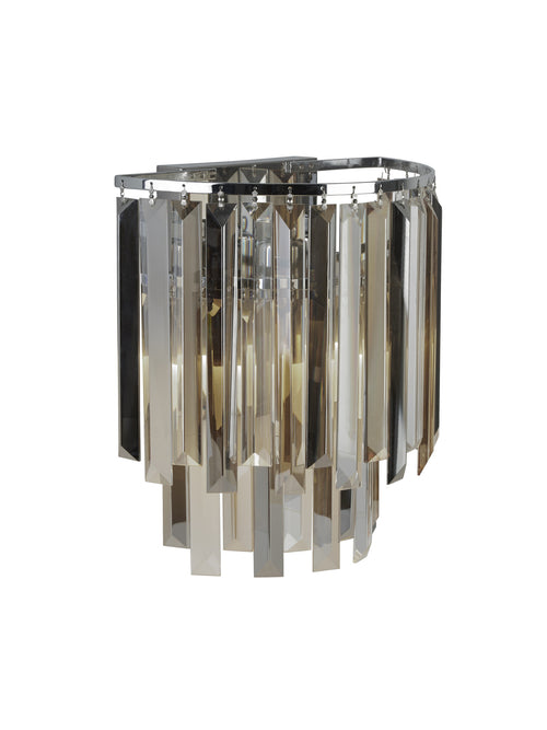 Searchlight wandlamp Clarissa - 2 lichts - 16  x 28   cm - chroom transparant amber rookglas