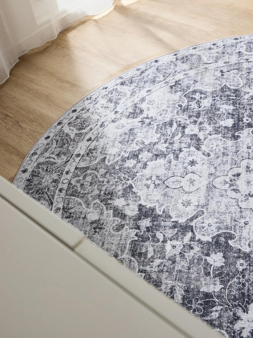 benuta wasbaar vloerkleed George - antraciet - ø 120 cm