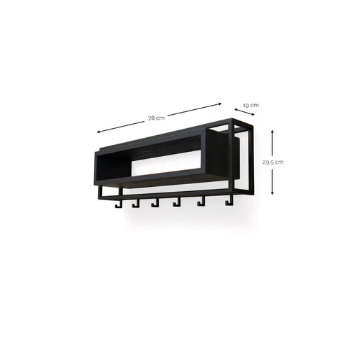 Spinder Design kapstok School 80 - Zwart / Eiken Zwart - 6 haken