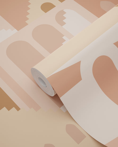 ESTAhome behang mediterrane huisjes terracotta roze - 50 x 900 cm - 139627 - vtwonen shop