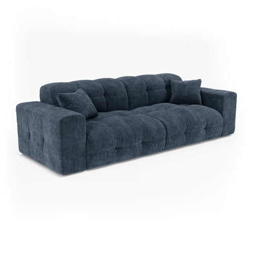 Premium Interiors - Bank COCOON - gewaafd fluweel minerale blauw 230cm