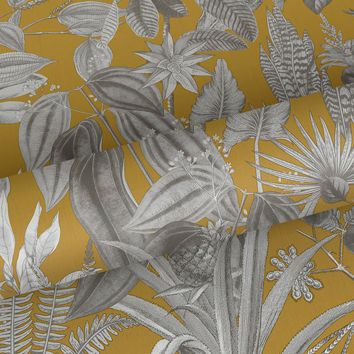 Sanders & Sanders behang tropische bladeren en bloemen okergeel en grijs - 53 cm x 10 m - 640242 - vtwonen shop