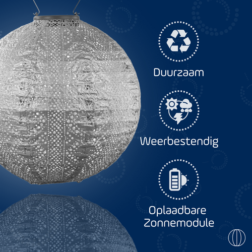 Lumiz solar lampion - lace rond - 30 cm - zilver