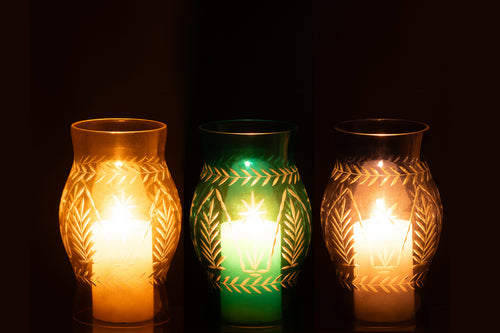 J-Line windlicht Tarifa - glas - mix - 3 stuks