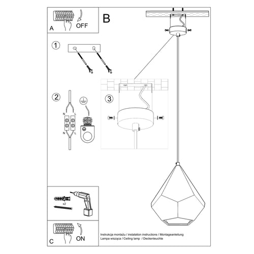 Sollux Lighting Keramische hanglamp PAVLUS - 25x25x135cm