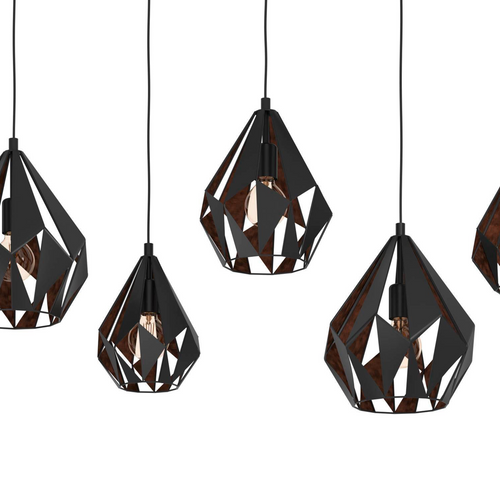 EGLO hanglamp Carlton 1 - e27 - 145,5 cm - zwart/koper - vtwonen shop