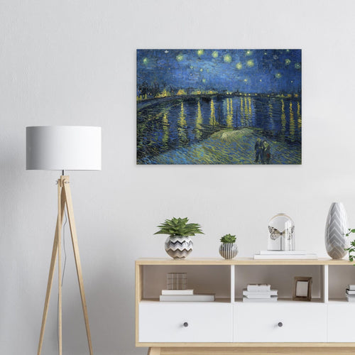 Artfulprints Canvas Vincent van Gogh - Starry night over the Rhône canvas - 60x40 cm - Blauw