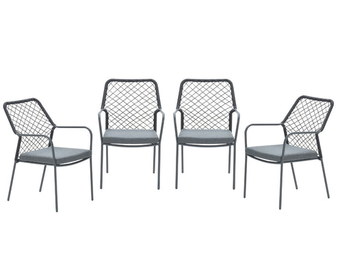 Garden Impressions Dido tuinstoelen set van 4 zwart rope