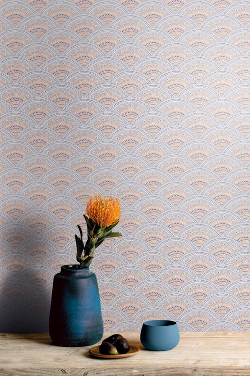Masureel behang art deco motief blauw - 53 cm x 10.05 m - 631900 - vtwonen shop