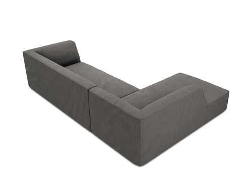 Micadoni linker hoekbank Ruby 4-zits, ribfluwelen, donkergrijs - 180x273x69cm