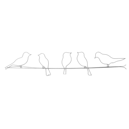 Art for the Home Metal Art - Vogeltjes op draad zilver - 60x12,5cm - vtwonen shop