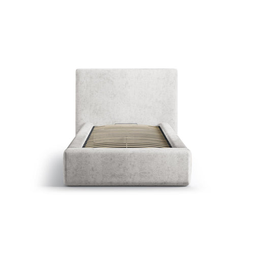 Cosmopolitan Design - Opbergbed met hoofdeinde Asti 90x200cm chenille lichtgrijs - 220x130x95cm
