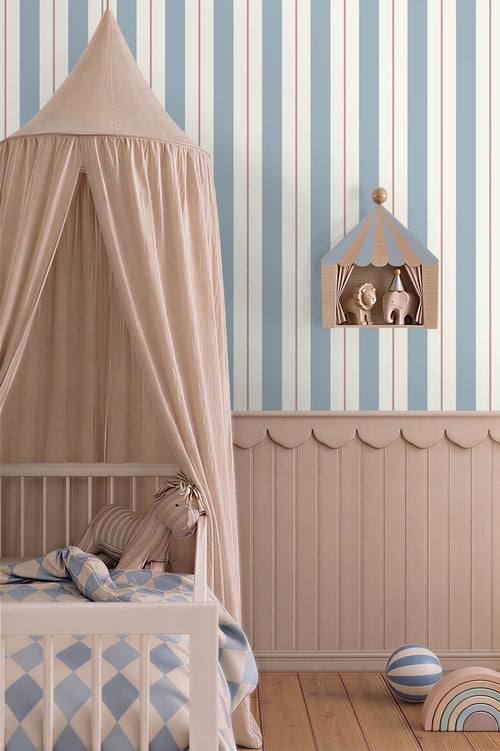 ESTAhome behang strepen vergrijsd blauw - 0.53 x 10.05 m - 132154